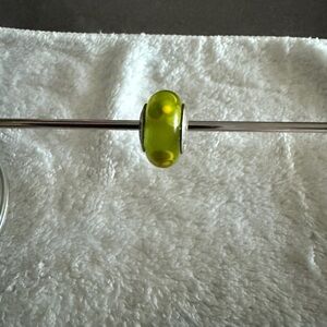 Pandora Lime Glass Charm with Silver Accents